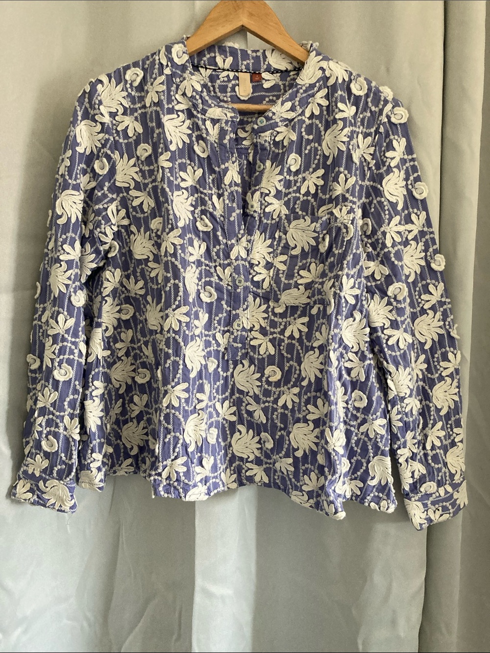 Pilcro Lavender Blue Floral Embroidered Blouse